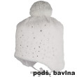 Zimní dívčí zavazovací čepice s kamínky a bambulí RDX - Bílá Vel. 3