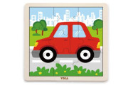 Dřevěné puzzle - autíčko 9 dílů Viga