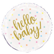 Kruh - "Hello baby" puntíky 18"/46 cm foliový balónek