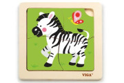 Dřevěné puzzle - zebra 4 dílky Viga