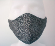Látková respirační rouška - maska dámská jednovrstvá stříbrné ornamenty