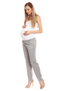 Těhotenské kalhoty s pružným, vysokým pásem Šedé
