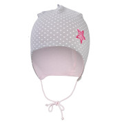 Čepice podšitá zavazovací Outlast® - šedá puntík/růžová baby