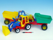 Traktor s vlekem a radlicí plast 64cm