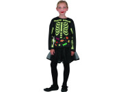 Kostým na karneval - kostra dívka svítící ve tmě, 130 - 140 cm
